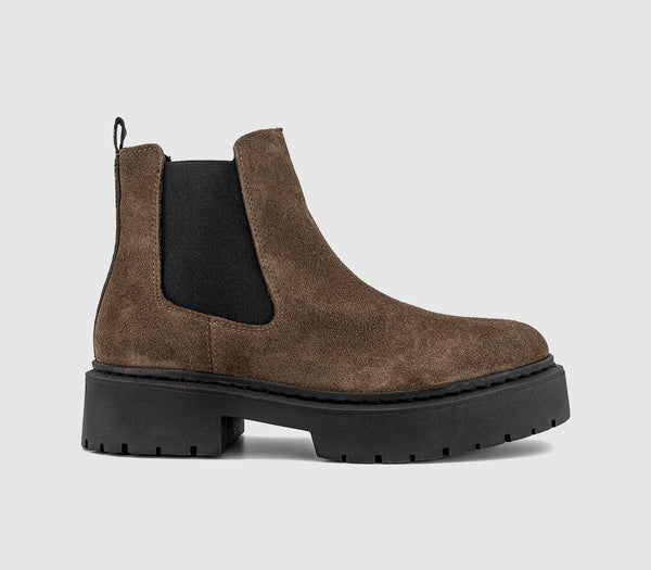 Womens Steve Madden Glennis Chelsea Boots Taupe Suede