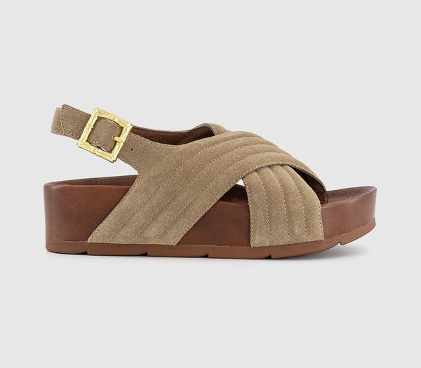 Womens Desert Fleur Sparks Cross Strap Sandals Taupe