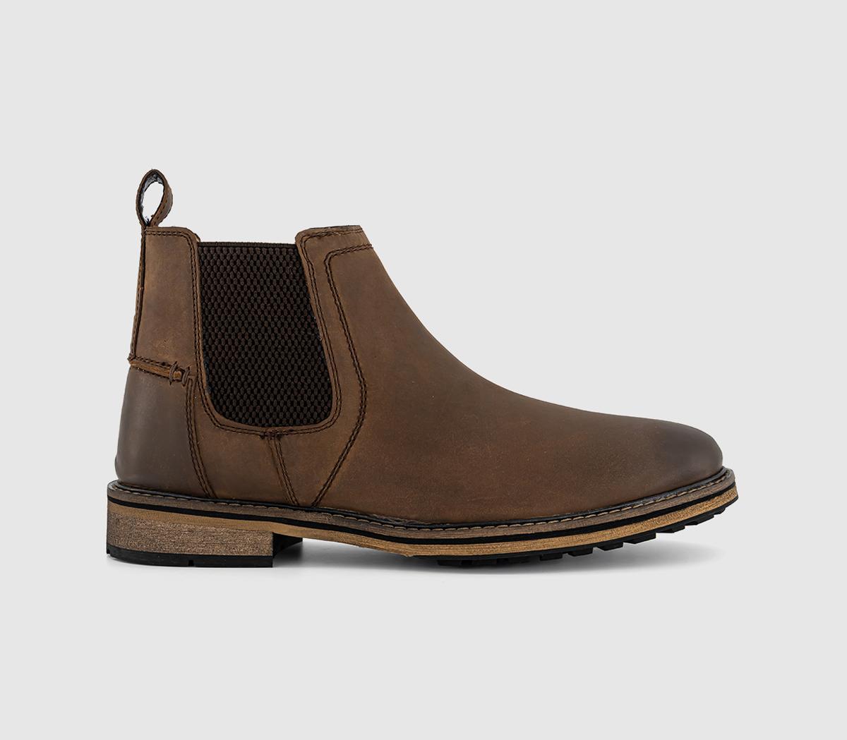 Mens OFFICE Bernard Nubuck Chelsea Boots Brown Nubuck