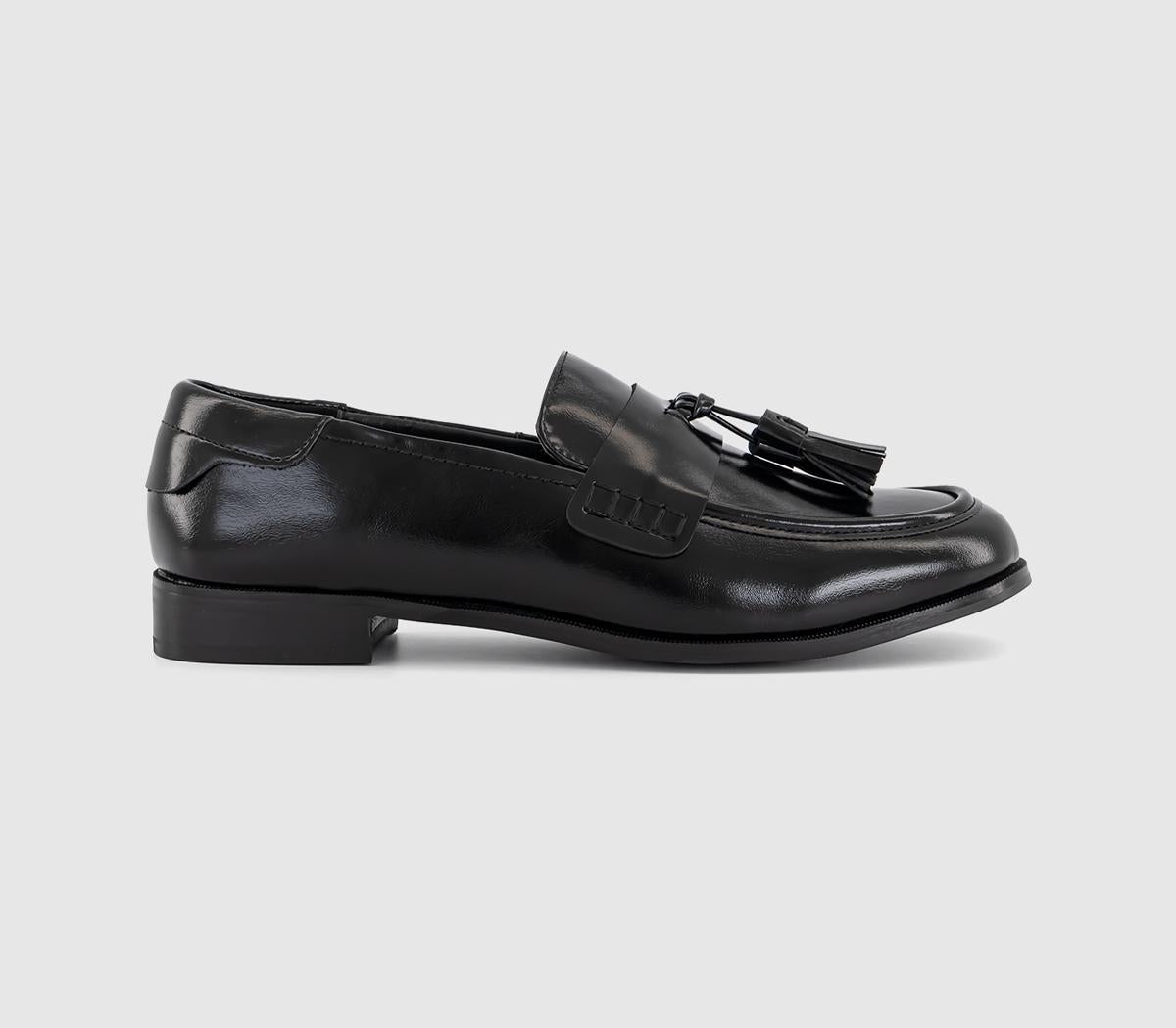 Womens OFFICE Fidget Round Toe Tassel Loafers Black
