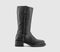 Womens OFFICE Kickstart Chunky Calf Boots Black Leather - OFFCUTS SHOES by OFFICE