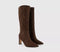 Womens OFFICE Kadell Pointed Toe Knee High Boots Brown Faux Suede