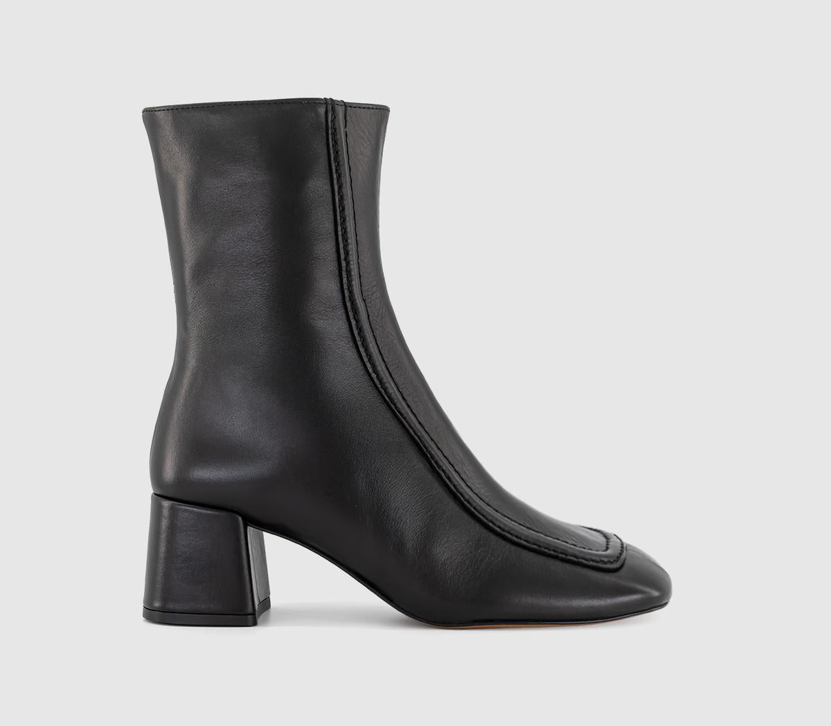 Womens OFFICE Anatomy Apron Heeled Boot Black Leather