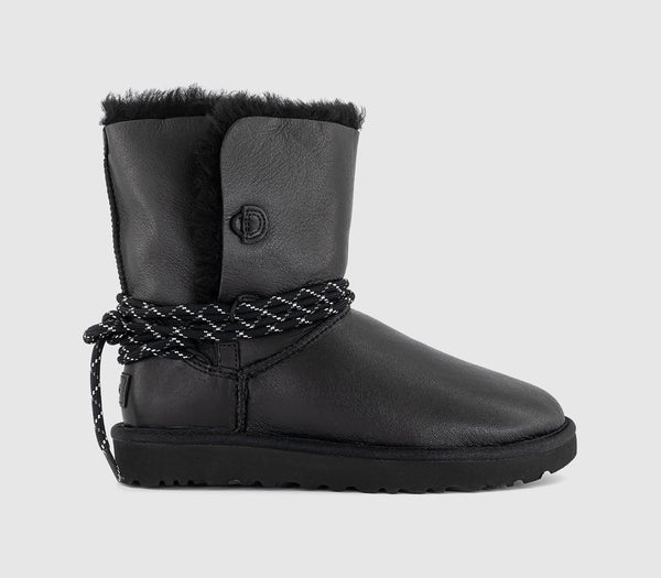 Womens UGG Bailey Tie Leather Black Leather