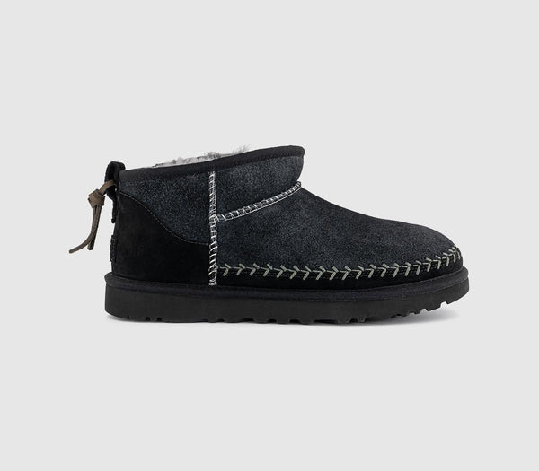 Womens UGG Classic Ultra Mini Biarritz Boots Black UK Size 6