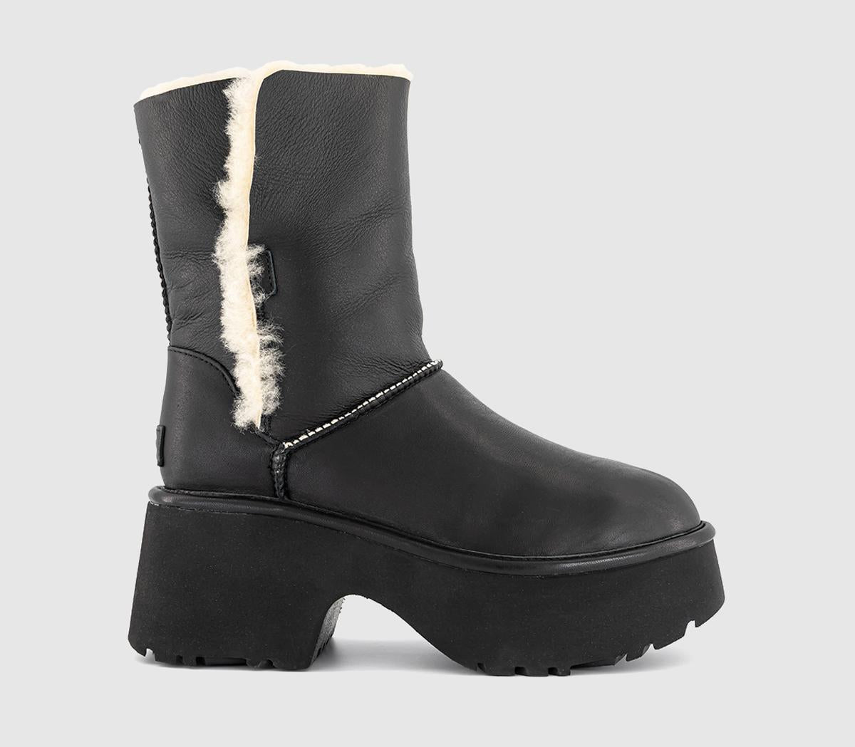 Womens UGG Esmee Leather Boots Black Leather