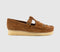 Womens Clarks Originals Wallabee T-Bar Shoes Brown Orange Suede