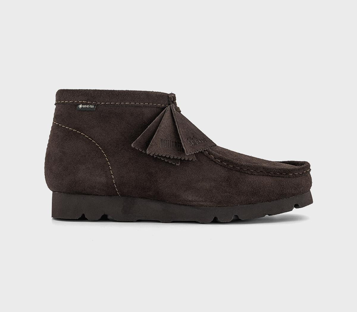 Mens Clarks Originals Wallabee Gortex Boots Dark Brown