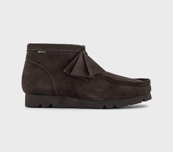 Mens Clarks Originals Wallabee Gortex Boots Dark Brown