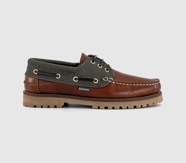Mens Barbour Deck Boat Shoes Mahogany