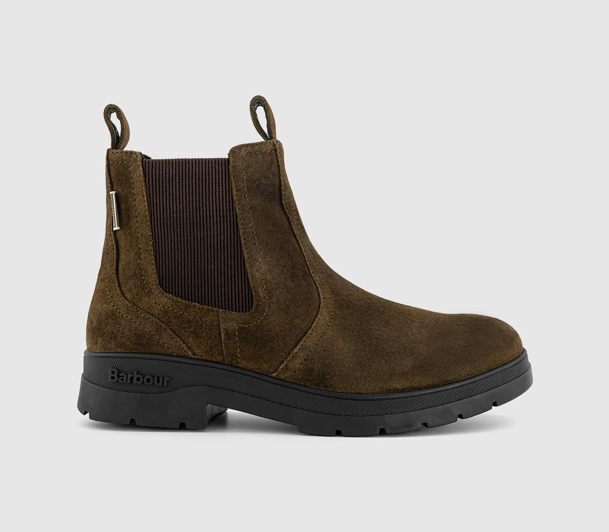 Mens Barbour Turnbull Chelsea Boots Oiled Olive Suede