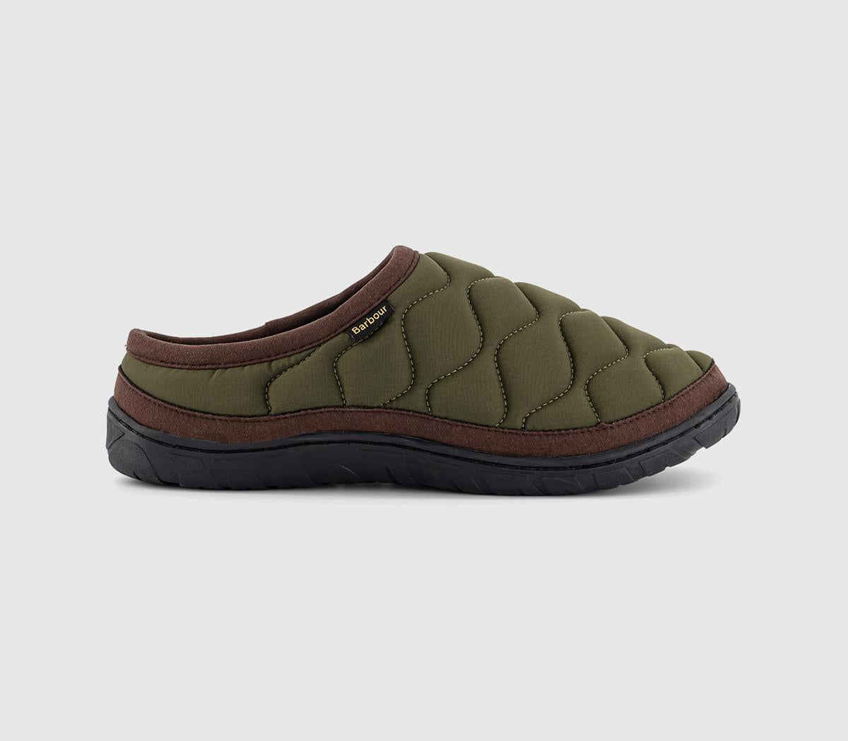 Mens Barbour Outdale Slippers Olive Brown