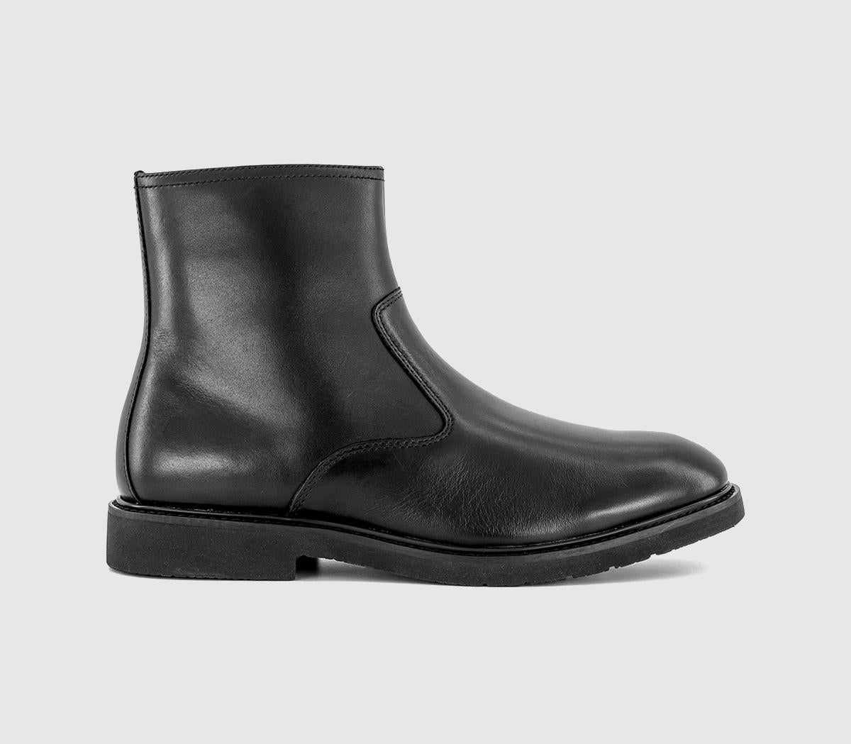 Mens OFFICE Baxter High Leg Zip Boots Black Leather