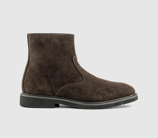 Mens OFFICE Baxter High Leg Zip Boots Brown Suede