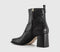 Womens OFFICE Arcadia Square Toe Block Heel Ankle Boots Black Leather