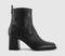 Womens OFFICE Arcadia Square Toe Block Heel Ankle Boots Black Leather