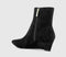 Womens OFFICE Azalea Pointed Wedge Boots Black Faux Suede