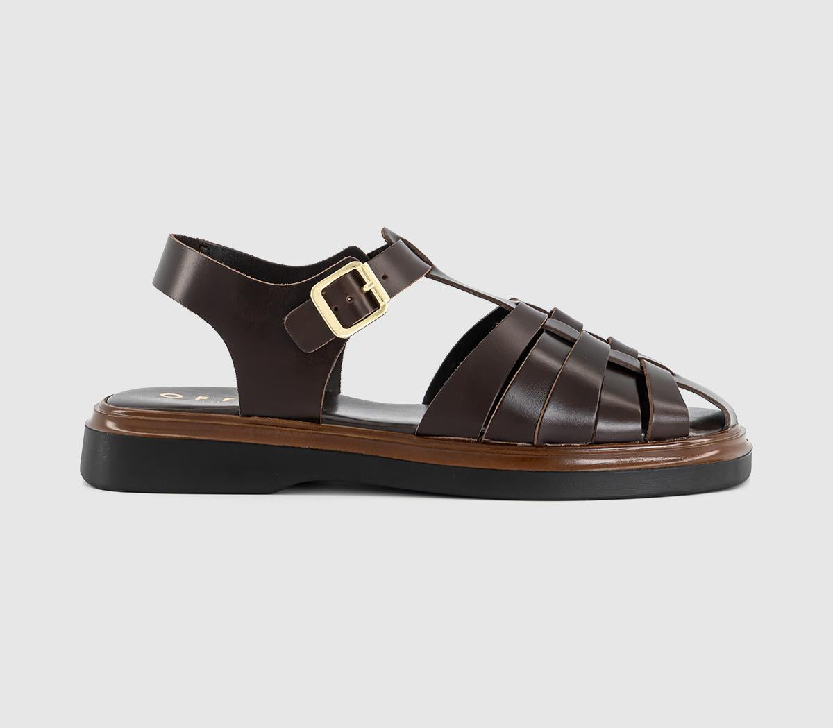 Womens OFFICE Suzie Fisherman Sandals Brown Leather