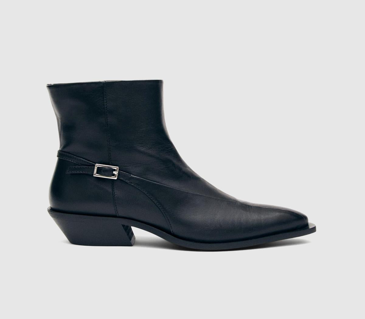 Womens ALOHAS Lizzie Black Buckle Boots Black Leather