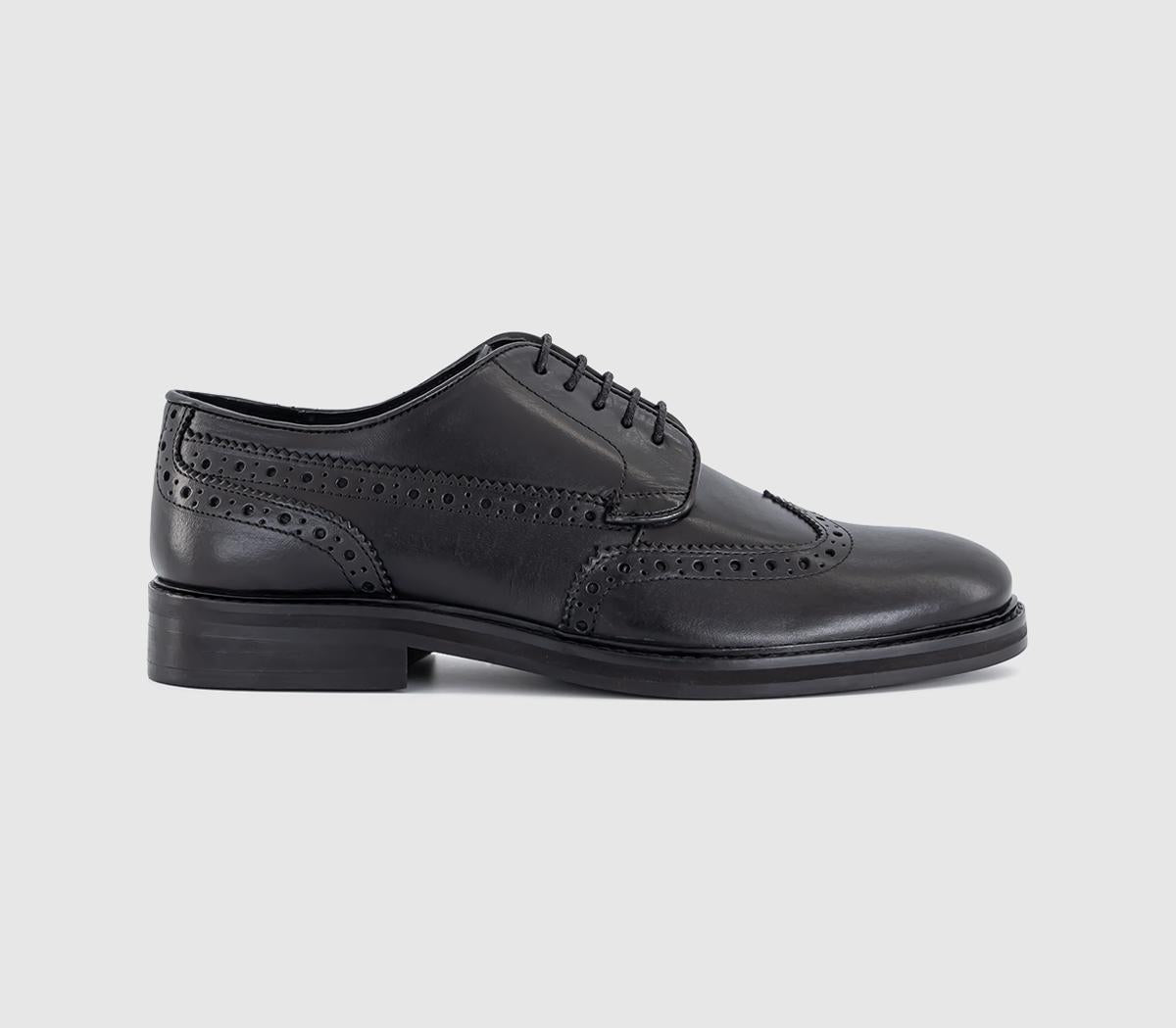 Mens OFFICE Mayhem Derby Lace Up Brogues Black Leather