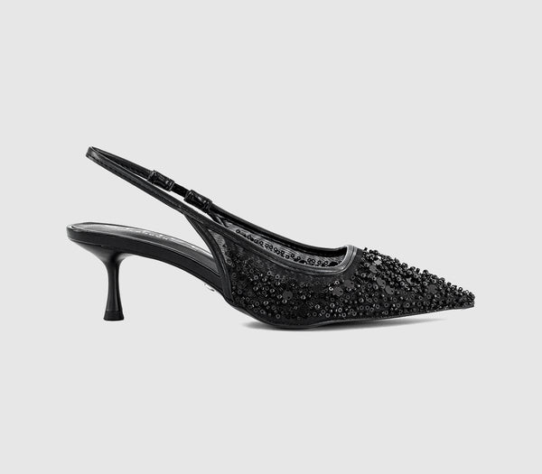 Womens OFFICE Maddie Embellished Point Court Kitten Heel Black - OFFCUTS SHOES by OFFICE