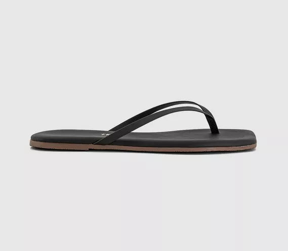 Womens TKEES Square Toe Lily Flip Flops Black