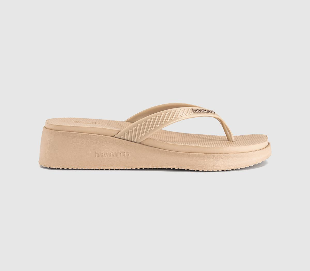 Womens Havaianas High Platform Flip Flops Golden