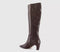 Womens OFFICE Kensington Curve Heel Knee High Boots Brown Leather - OFFCUTS SHOES by OFFICE
