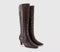 Womens OFFICE Kensington Curve Heel Knee High Boots Brown Leather - OFFCUTS SHOES by OFFICE