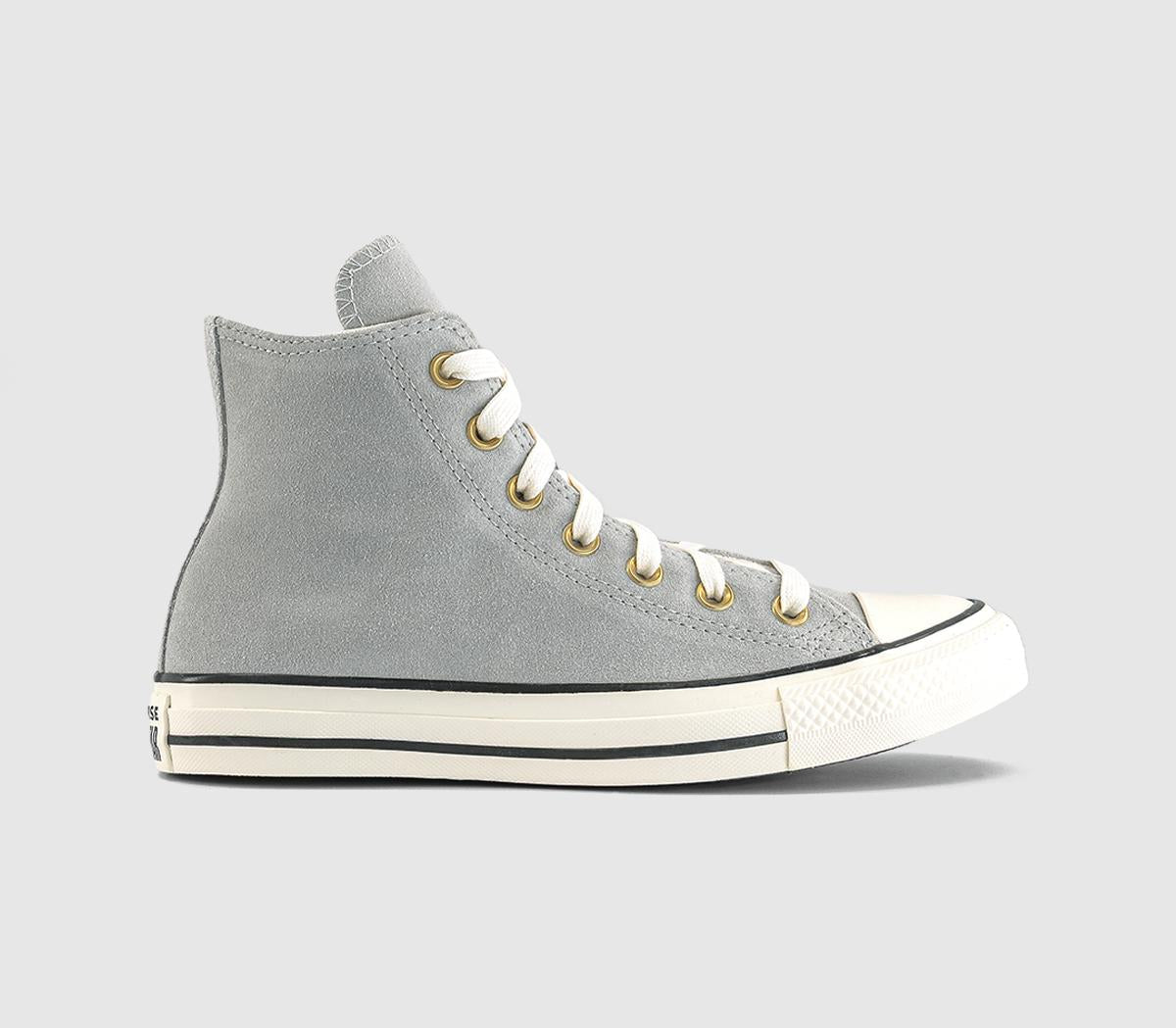 Converse All Star Hi Trainers Light Grey Egret Black UK Size 6