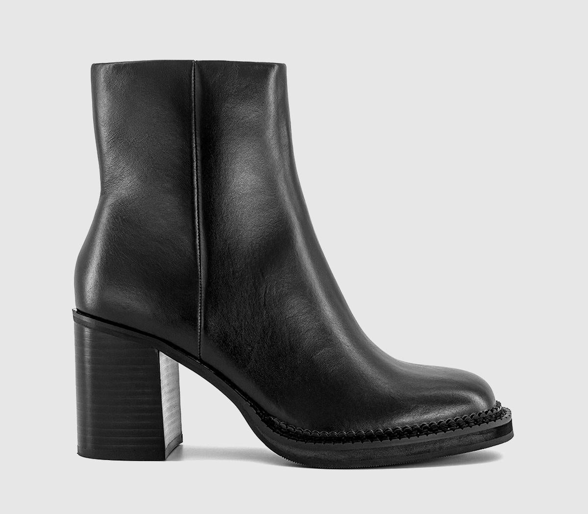 Womens OFFICE Apollo Heeled Platform Ankle Boots Black Leather