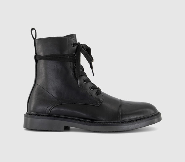 Mens OFFICE Benedict Toe Cap Lace Boots Black