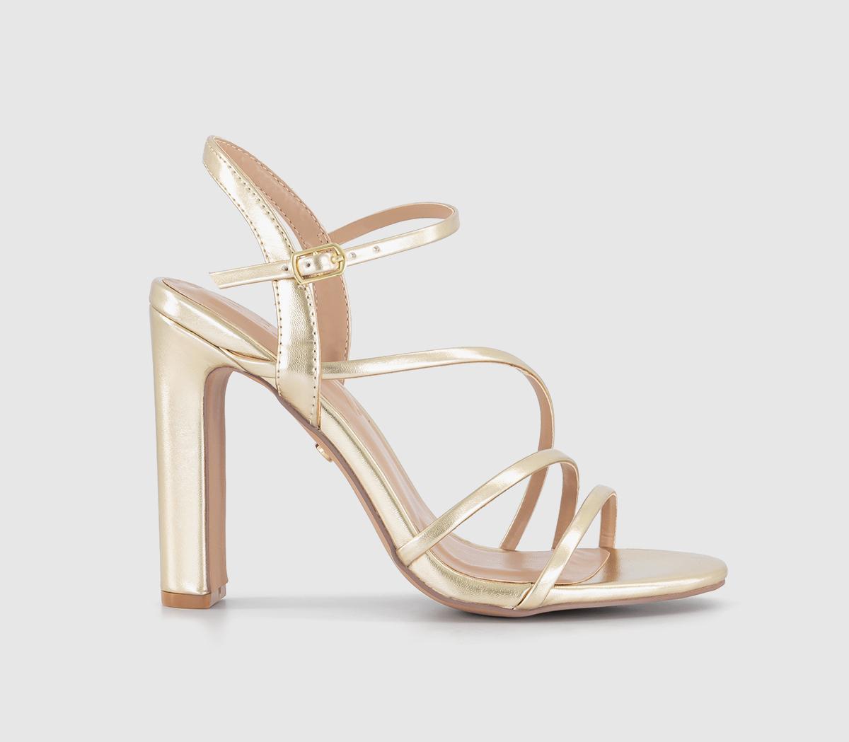 Womens OFFICE Hanny Strappy Heeled Sandals Gold