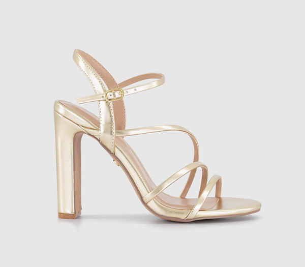 Womens OFFICE Hanny Strappy Heeled Sandals Gold
