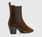Womens OFFICE Aries Western Chelsea Ankle Boots Brown Suede