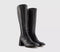 Womens OFFICE Kiri Apron Seam Detail Knee High Boots Black Leather
