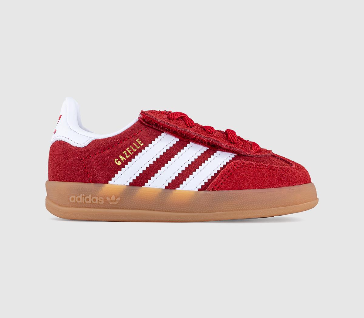 Kids adidas Gazelle Indoor Infant Trainers Scarlet White Gum