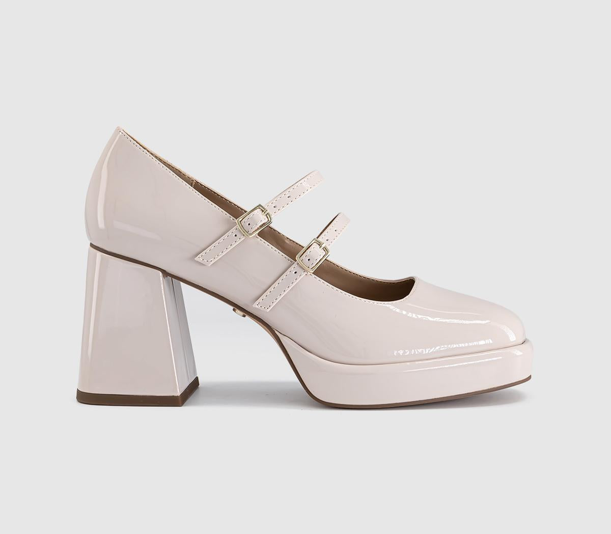 Womens OFFICE Haisley Platform Mary Jane Heels Cream Patent