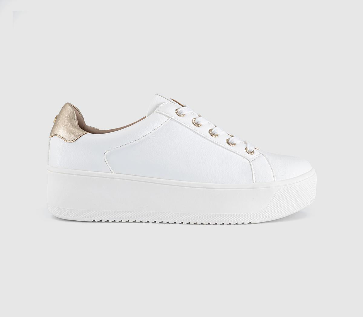 OFFICE Twister Lace Up Platform Trainers White