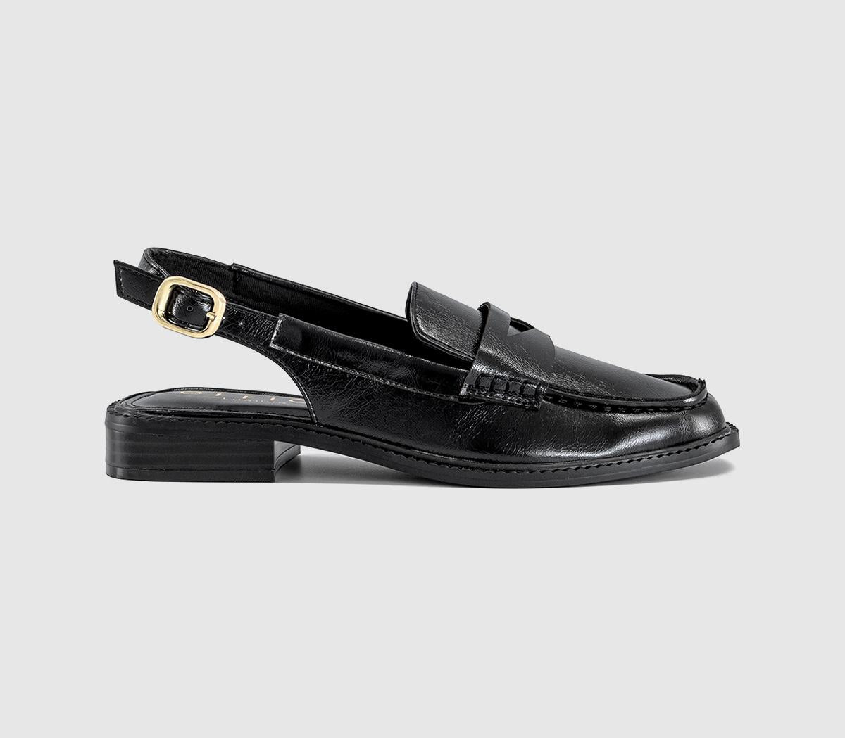 Womens OFFICE Ferris Slingback Saddle Loafers Black