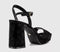 Womens OFFICE Helix Two Part Platform Heeled Sandals Black Faux Suede