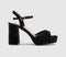 Womens OFFICE Helix Two Part Platform Heeled Sandals Black Faux Suede