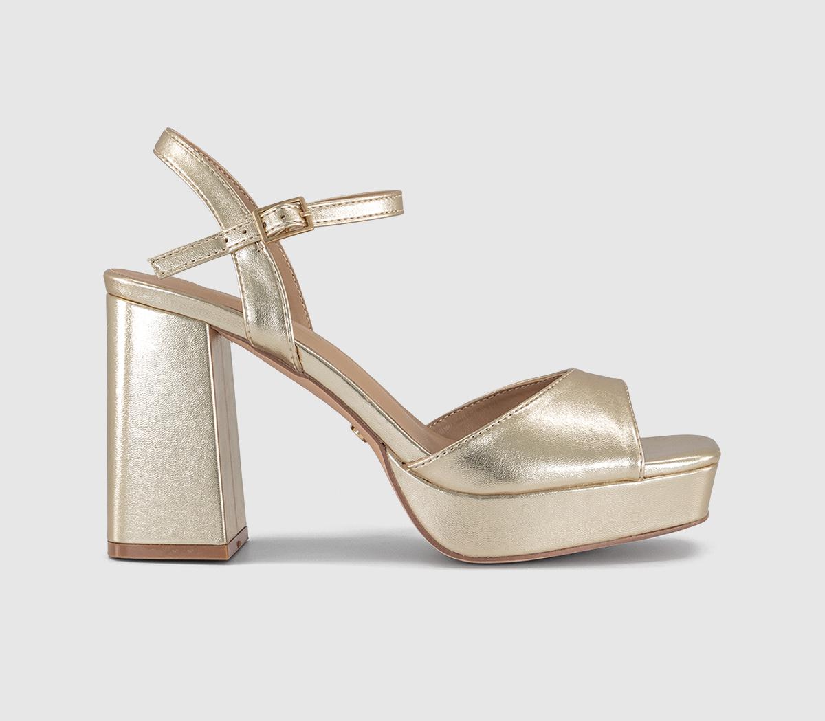 Womens OFFICE Helix Two Part Platform Heeled Sandals Gold