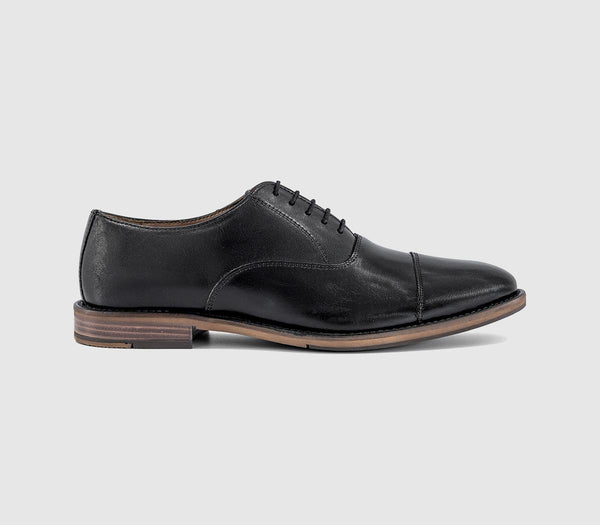 Mens OFFICE Malcolm Toe Cap Oxford Shoes Black Leather