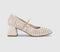 Womens OFFICE Mara Basket Weave Heeled Mary Janes Off White