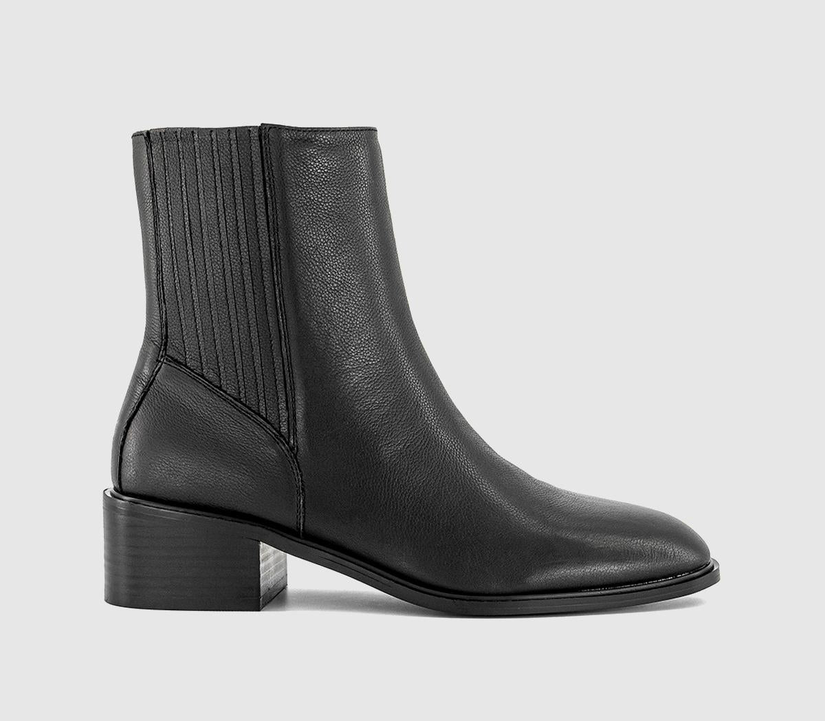 Womens OFFICE Arrow Covered Gusset Ankle Boots Black Leather