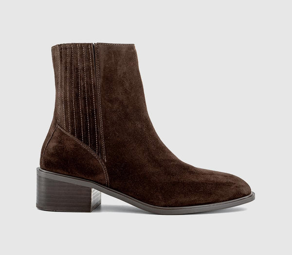 Womens OFFICE Arrow Covered Gusset Ankle Boots Brown Suede