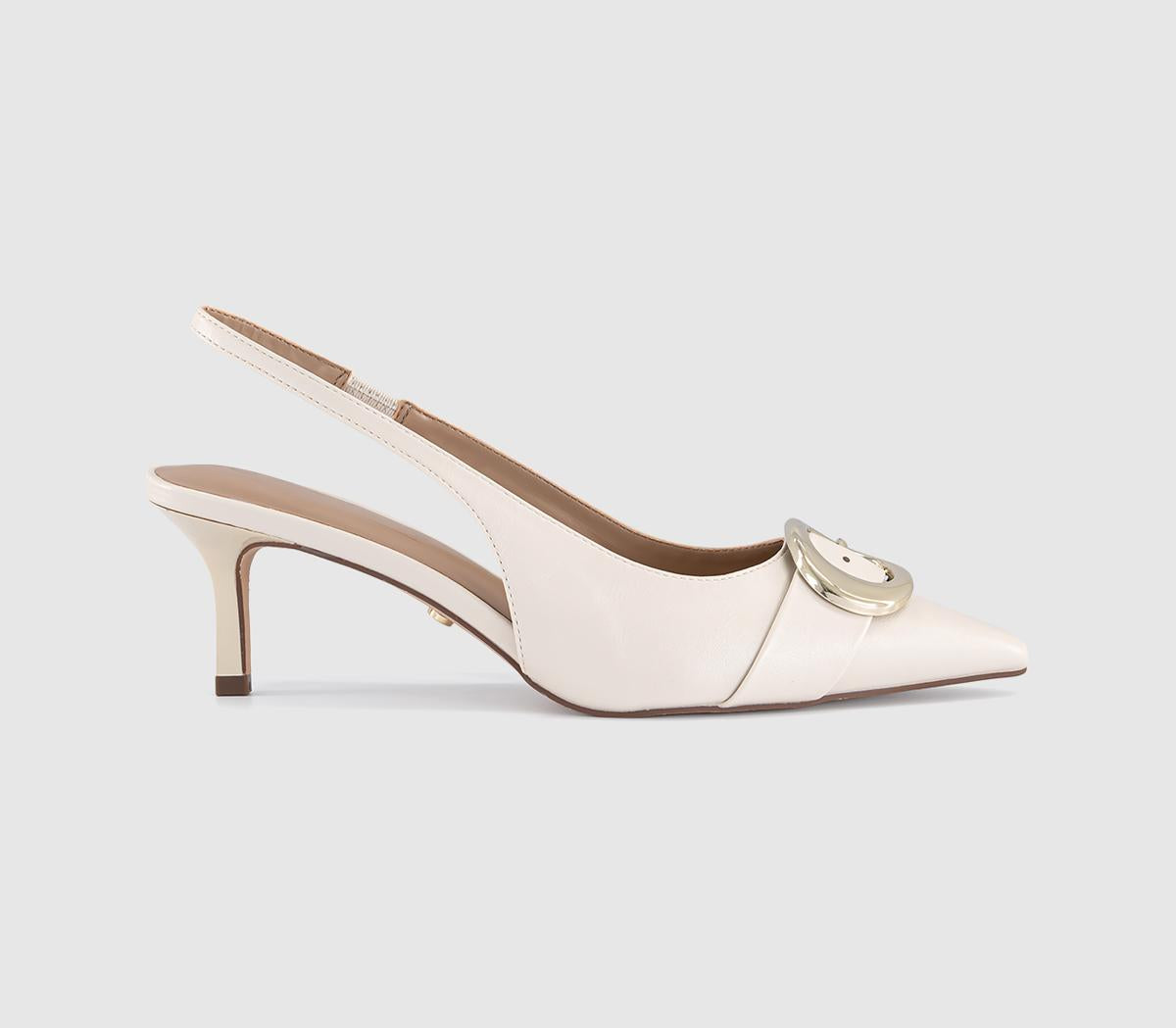 Womens OFFICE Maeva Buckle Trim Slingback Heels Off White
