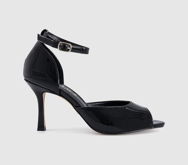 Womens OFFICE Harlequin Peep Toe Heeled Sandals Black