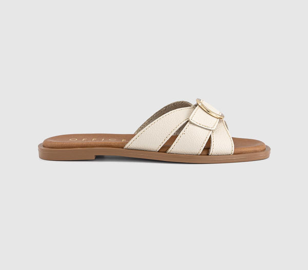 Womens OFFICE Salerno Trim Detail Sliders Off White